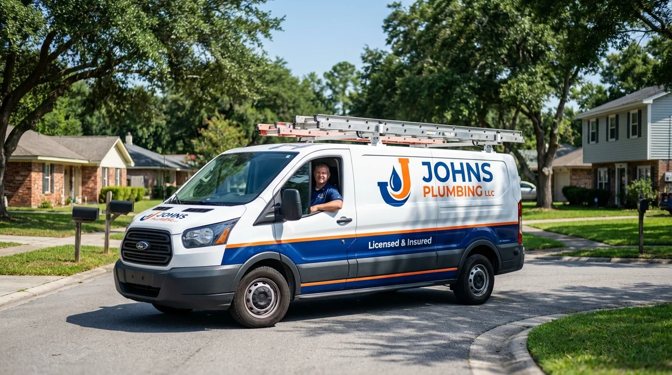 Johns Plumbing LLC service van in Wyoming, PA